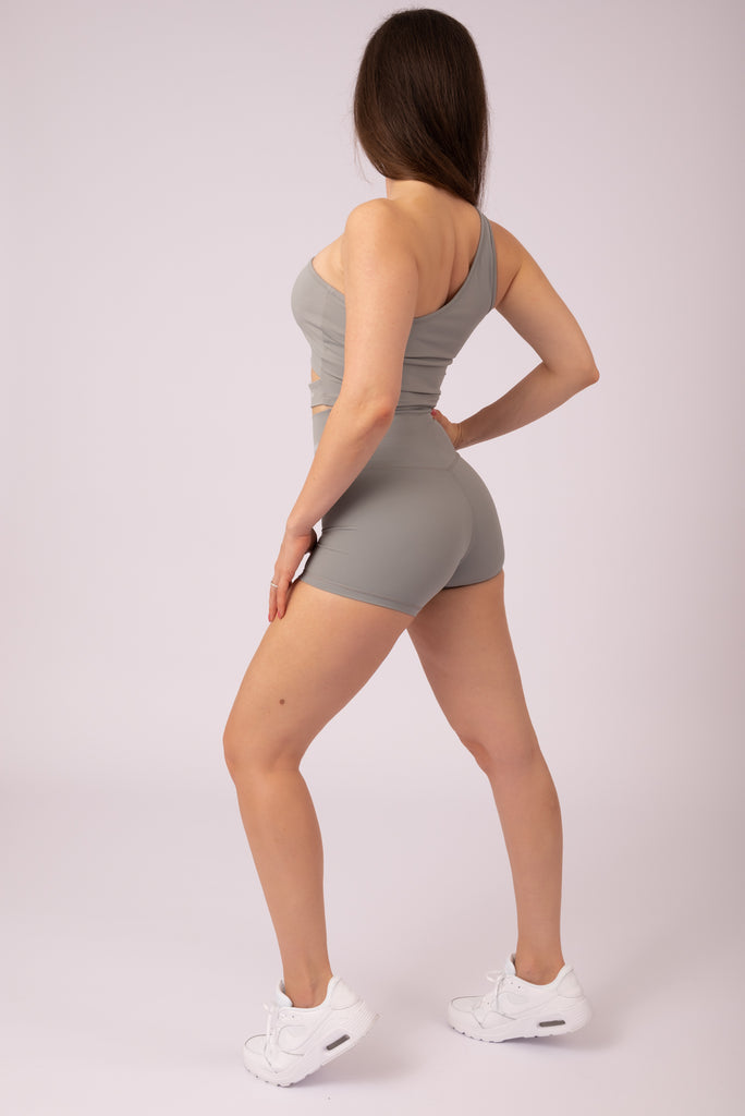 upyuu Confidence Set - Dynamic Grey (One Shoulder Bra + Shorts)