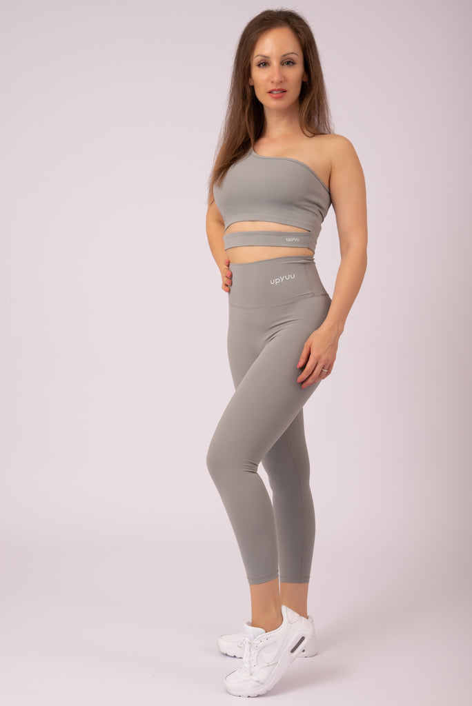 upyuu Confidence Set - Dynamic Grey (One Shoulder Bra + Leggings)