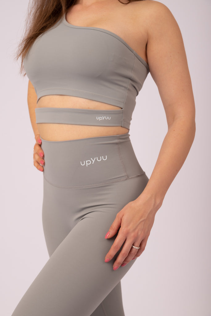 upyuu Confidence Set - Dynamic Grey (One Shoulder Bra + Leggings)