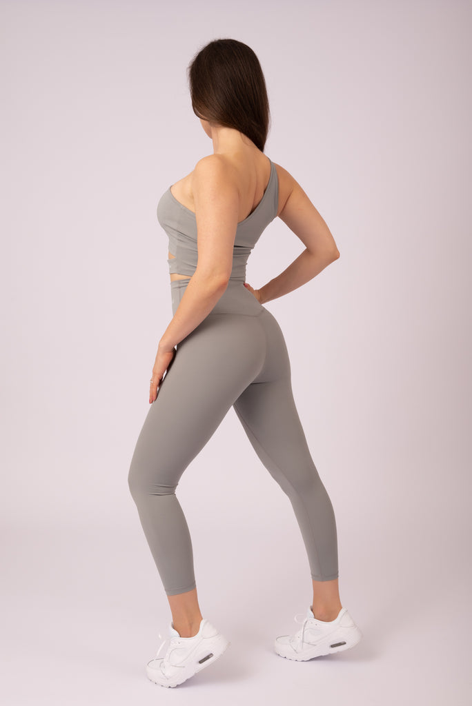 upyuu Confidence Set - Dynamic Grey (One Shoulder Bra + Leggings)
