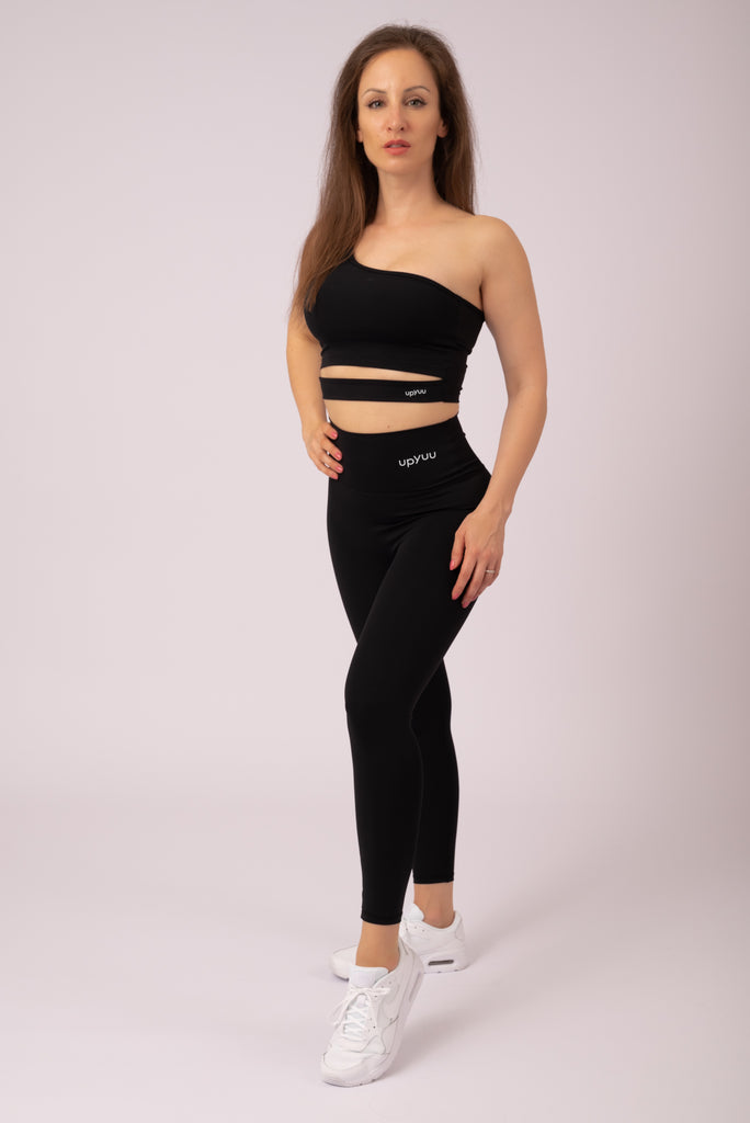 upyuu Confidence Set - Classic Black (One Shoulder Bra + Leggings)